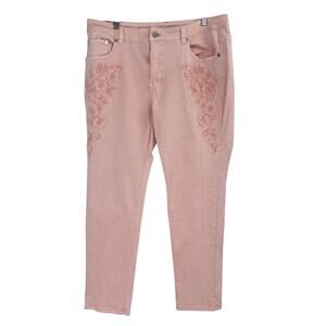 Eric Embroidered Pink Denim Jeans Boho Art to Wear Women’s Size 14